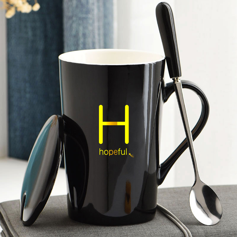 H-黒の本物の金 (蓋付きスプーン)
