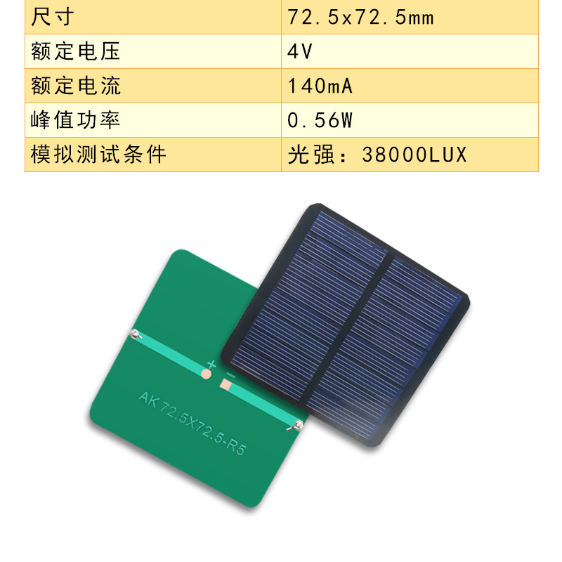 Petラミネートソーラーボード72.5*72.5 4v 140ma丸み付き