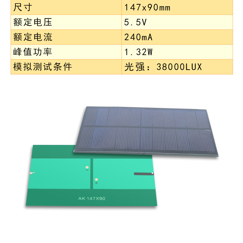 ソーラーパネル147*90 5.5v 240ma