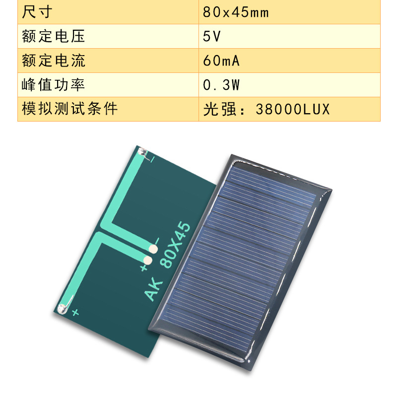 ソーラーパネル80*45 5v 60ma