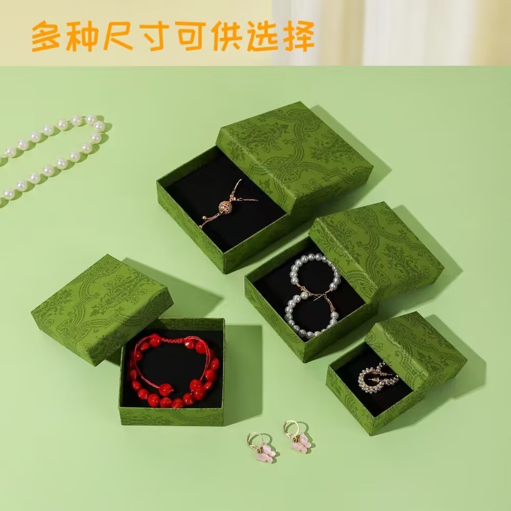 プリントグリーンジュエリーボックス; 5*5*3cm ジュエリーボックス