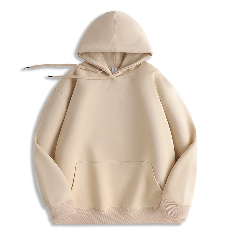 ベージュ中国綿フード付きスウェットシャツ