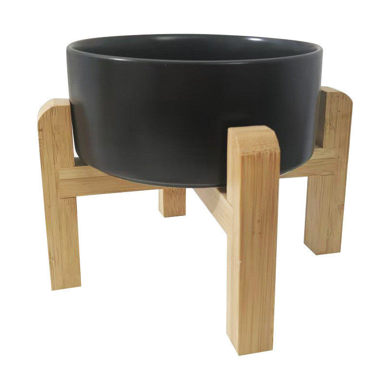 ☧ストレートボウル ブラック+高めのシングル木製スタンド☧⚑♢