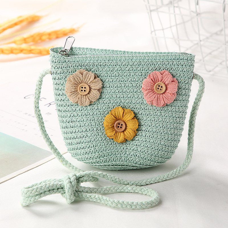 ボタン三つ花バッググリーン