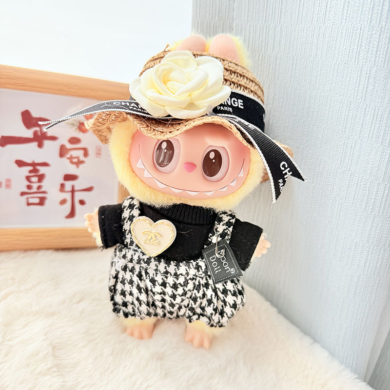 ブラウンカメリアフラワー帽子+ラブ千鳥格子スーツ