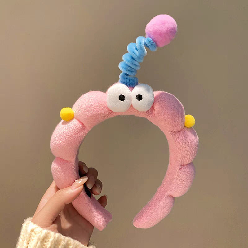 21#ツイストスティックビッグアイピーチピンクウェーブヘアバンド