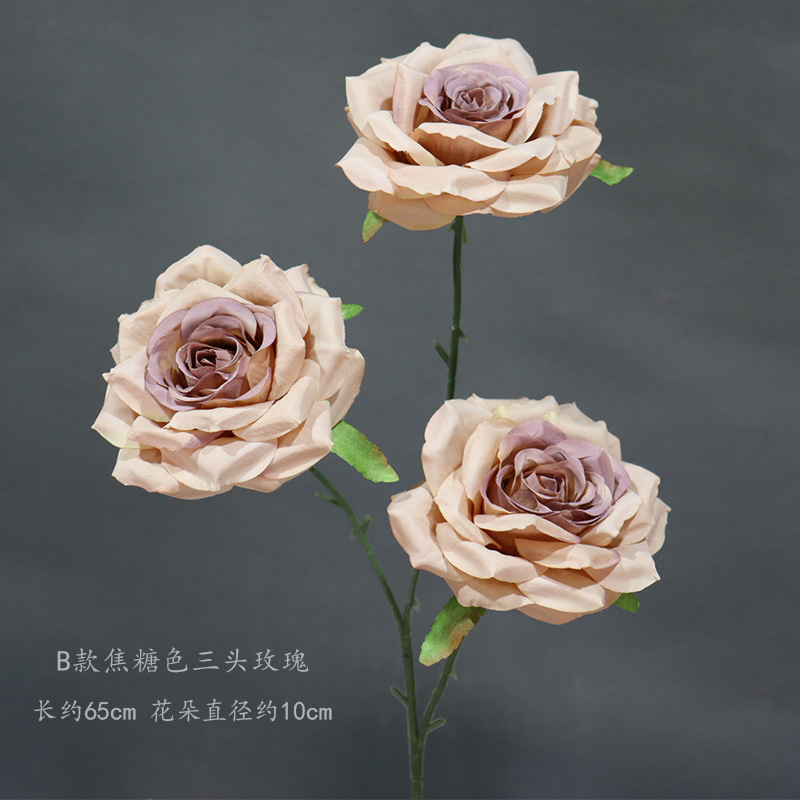 B型キャラメル色三頭薔薇一本