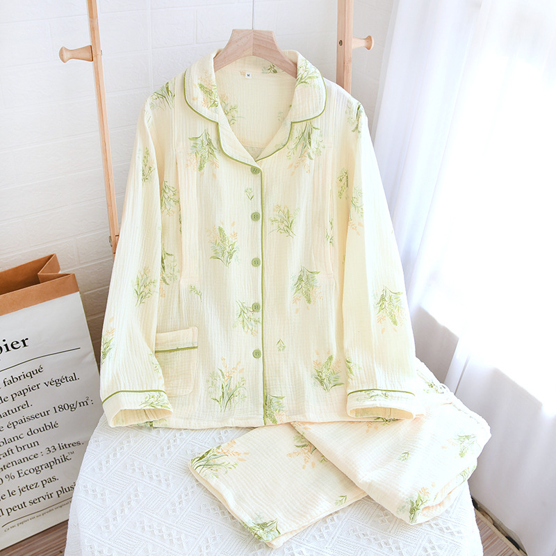 純綿クレープ襟付き風雅仙草月子服セット