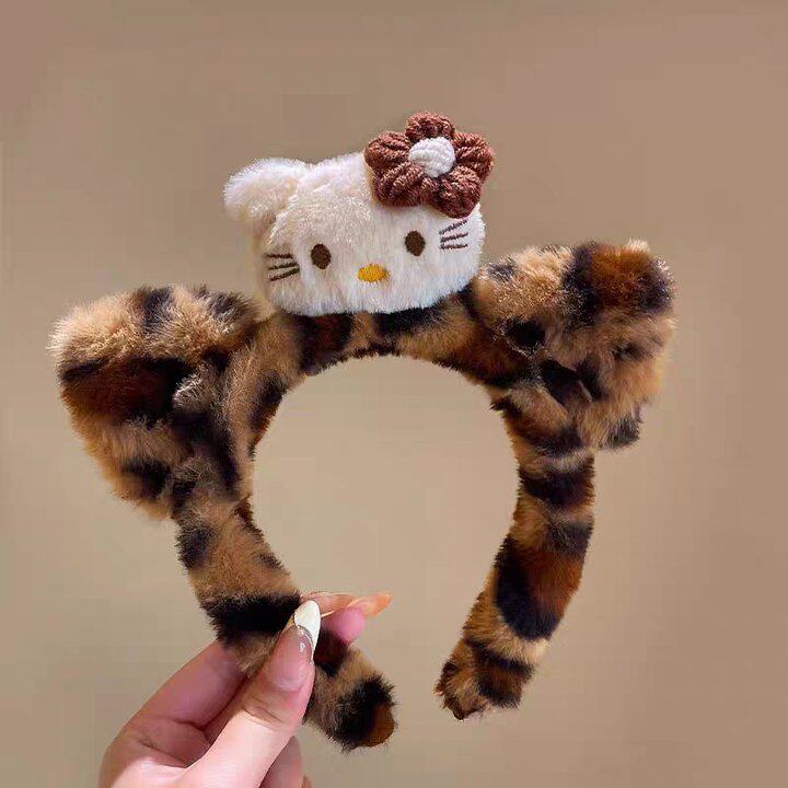 3#ヒョウ柄KTぬいぐるみ猫耳洗顔カチューシャ