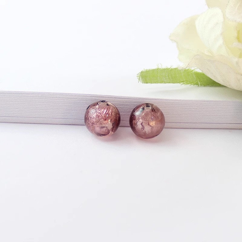 ダークパープルのダブルホールシルバーフォイルエッセンシャルオイルビーズ