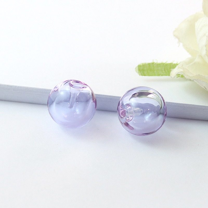 単穴漏れ防止ライトパープルガラスエッセンシャルオイルビーズ
