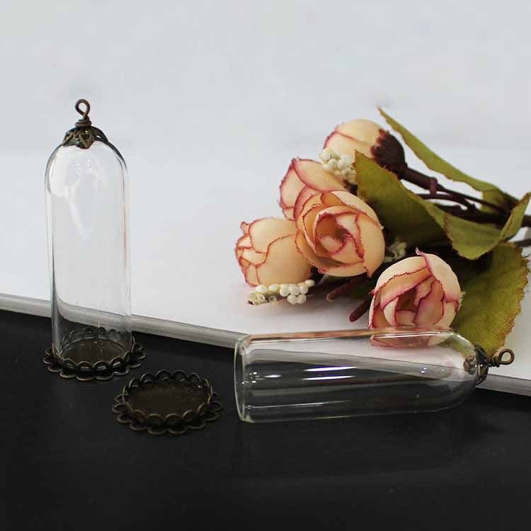 50X18MM ベルジャー + 小さなフラワーハット + ブロンズダブルレースホルダー