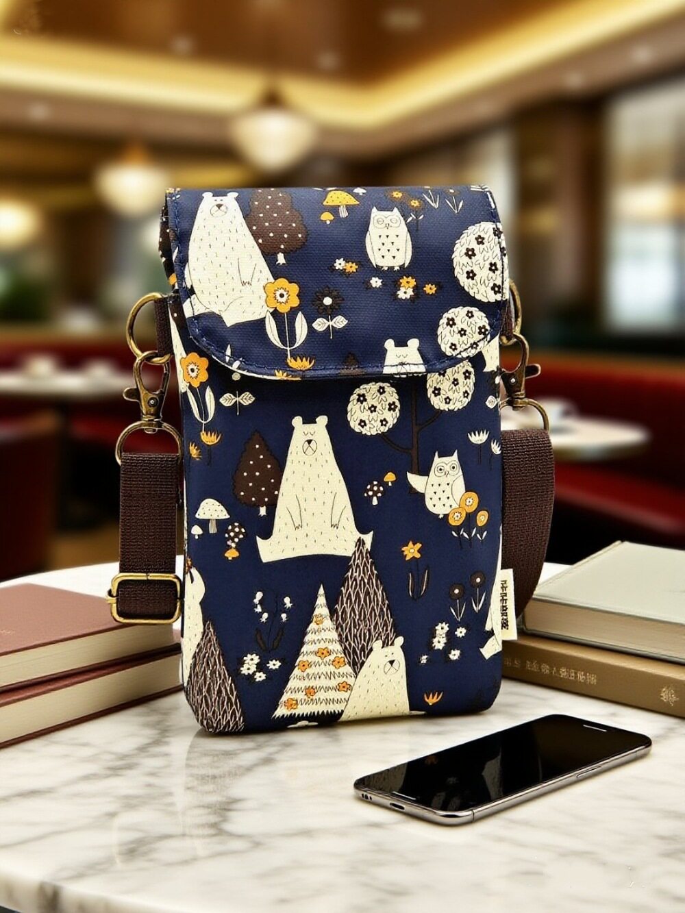 携帯バッグ森熊-深藍