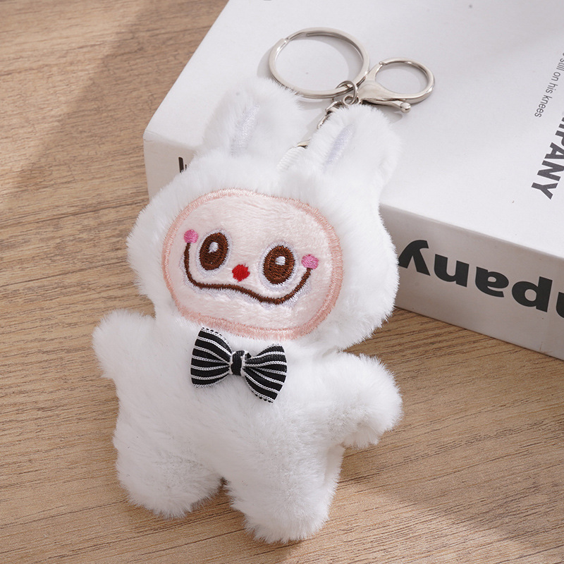 ラブブ＋蝶ネクタイ ホワイト（キーホルダー風）