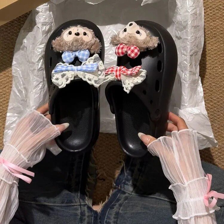 青と赤のレースリボン ローズ【4点セット】ヘアアクセサリーのみ