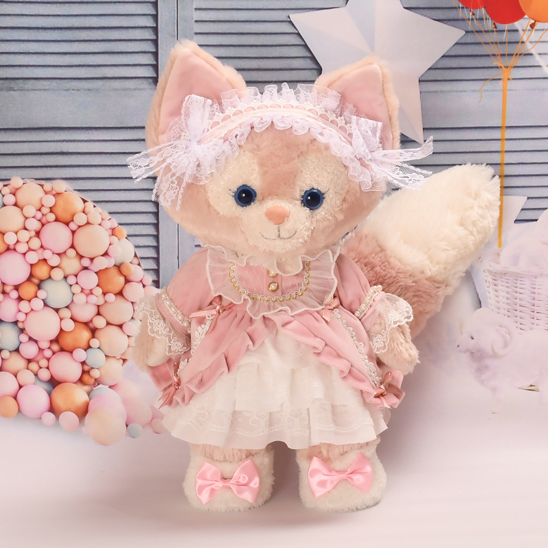ピンクのロココのワンピースセット + ピンクの蝶結びの靴カバー (人形を除く)
