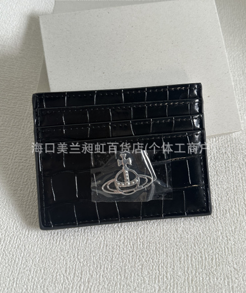 ブラッククロコダイル柄カードホルダー