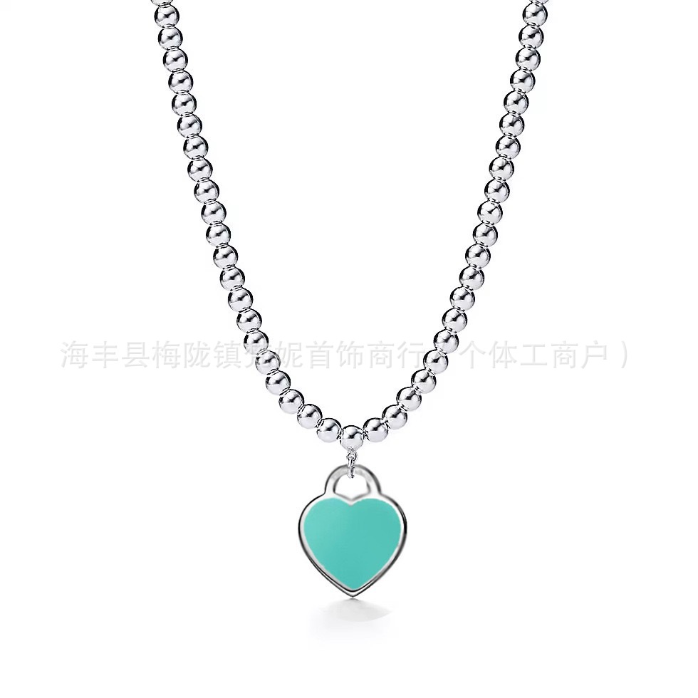 10MM ブルーハートボールネックレス