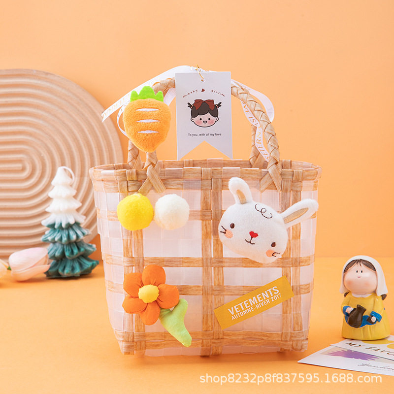 ウサギのニンジンの金 + カード + リボン + 空のかご