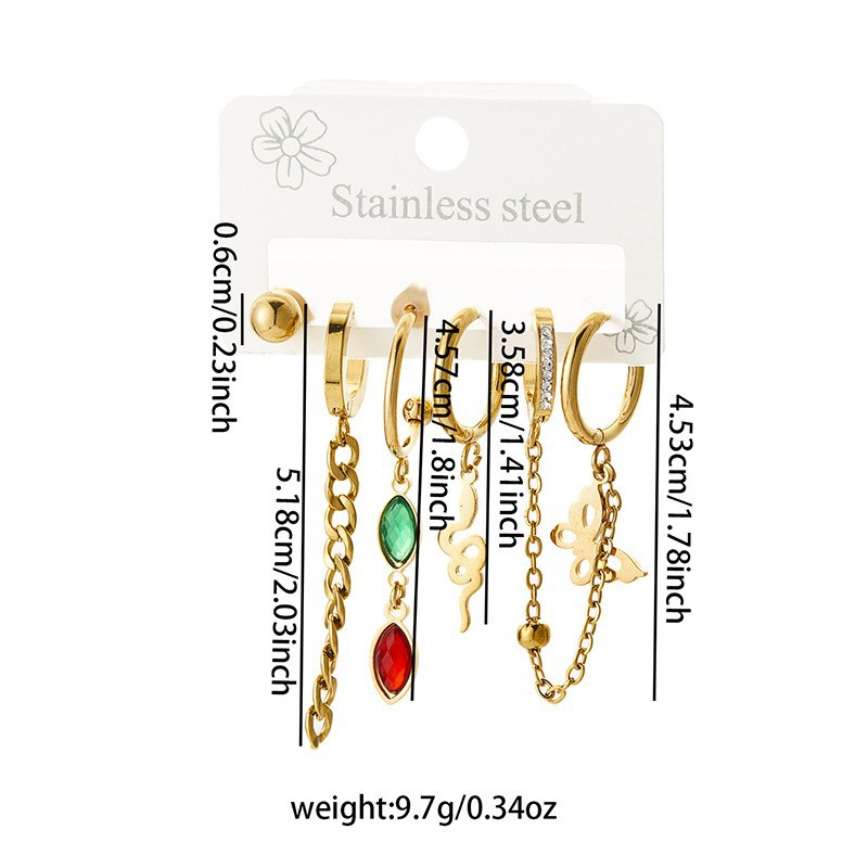 ウォータードロップチェーンイヤリングセット