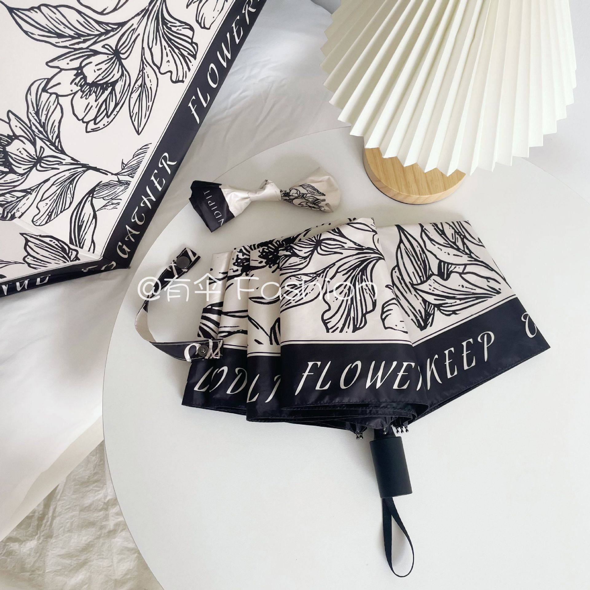 フランス手描き花三つ折り手動