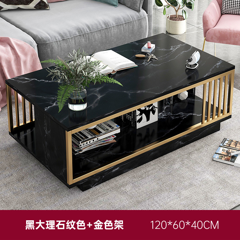 【推奨金】金色鉄骨 + 黒大理石紋色120*60*40cm