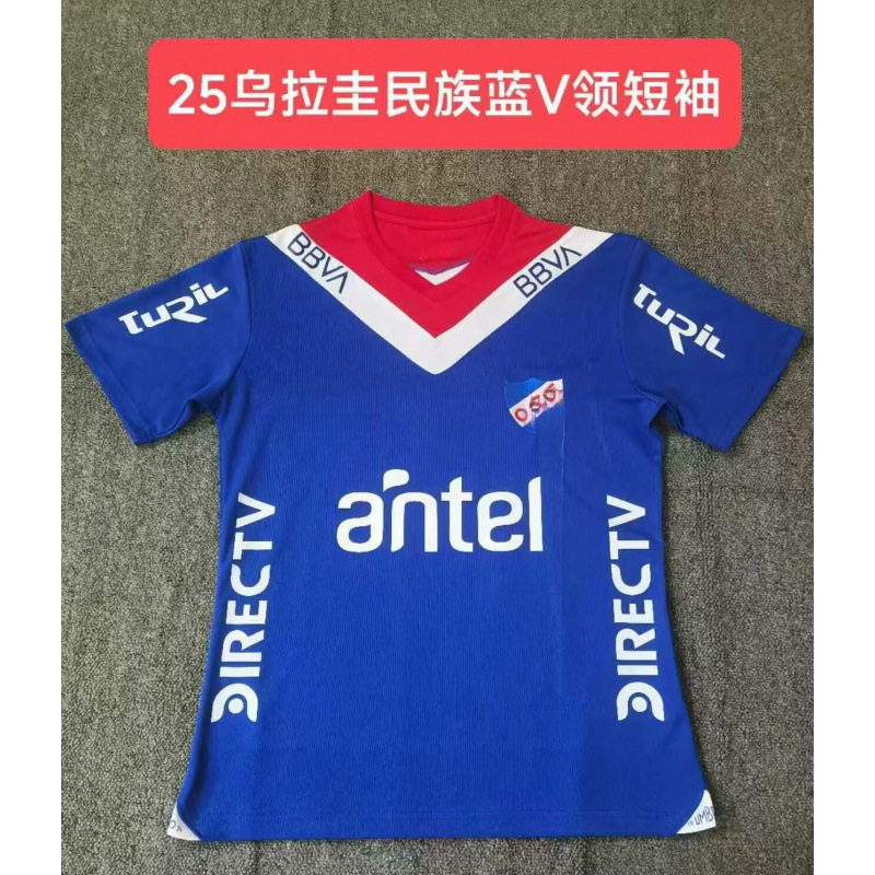 25 ウルグアイエスニックブルーVネック半袖