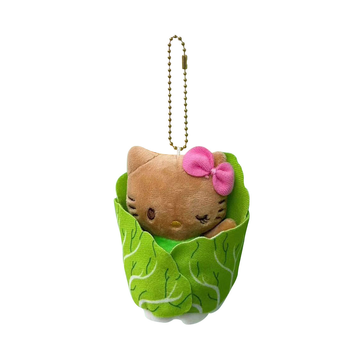 ピンクのリボン茶色の猫