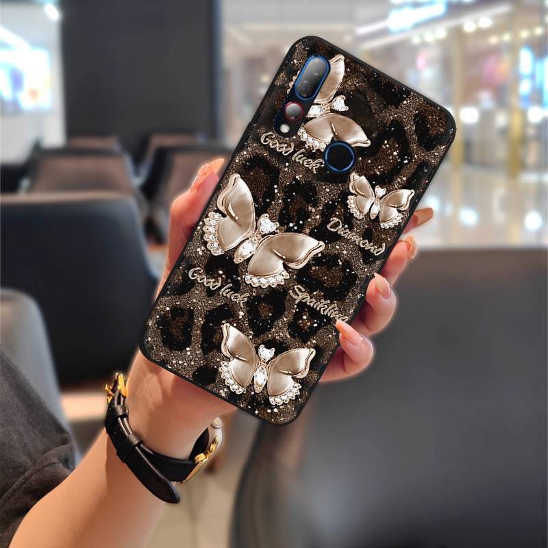 ブラックシェルヒョウ柄グリッターバタフライ