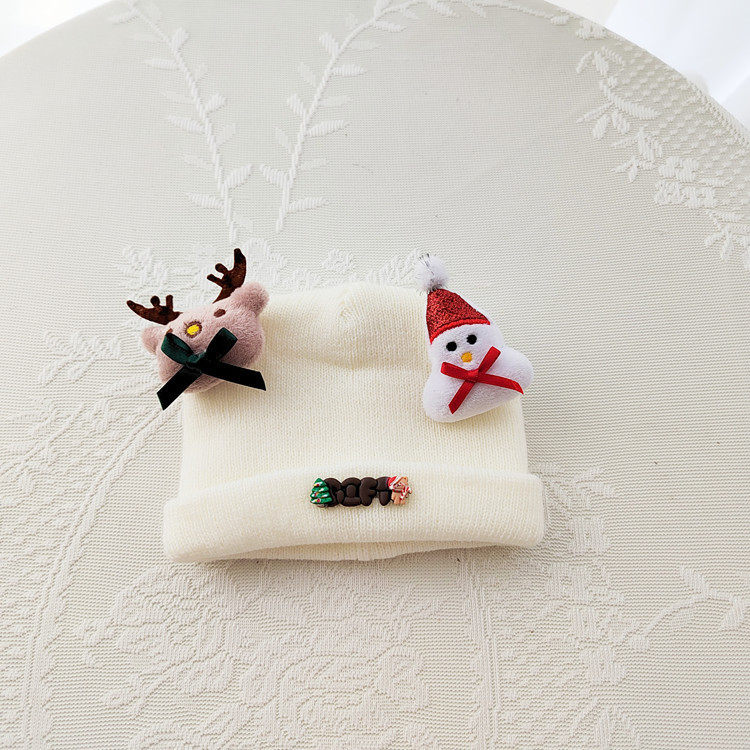 白いクリスマス帽子 (クリスマス鹿、雪だるま)
