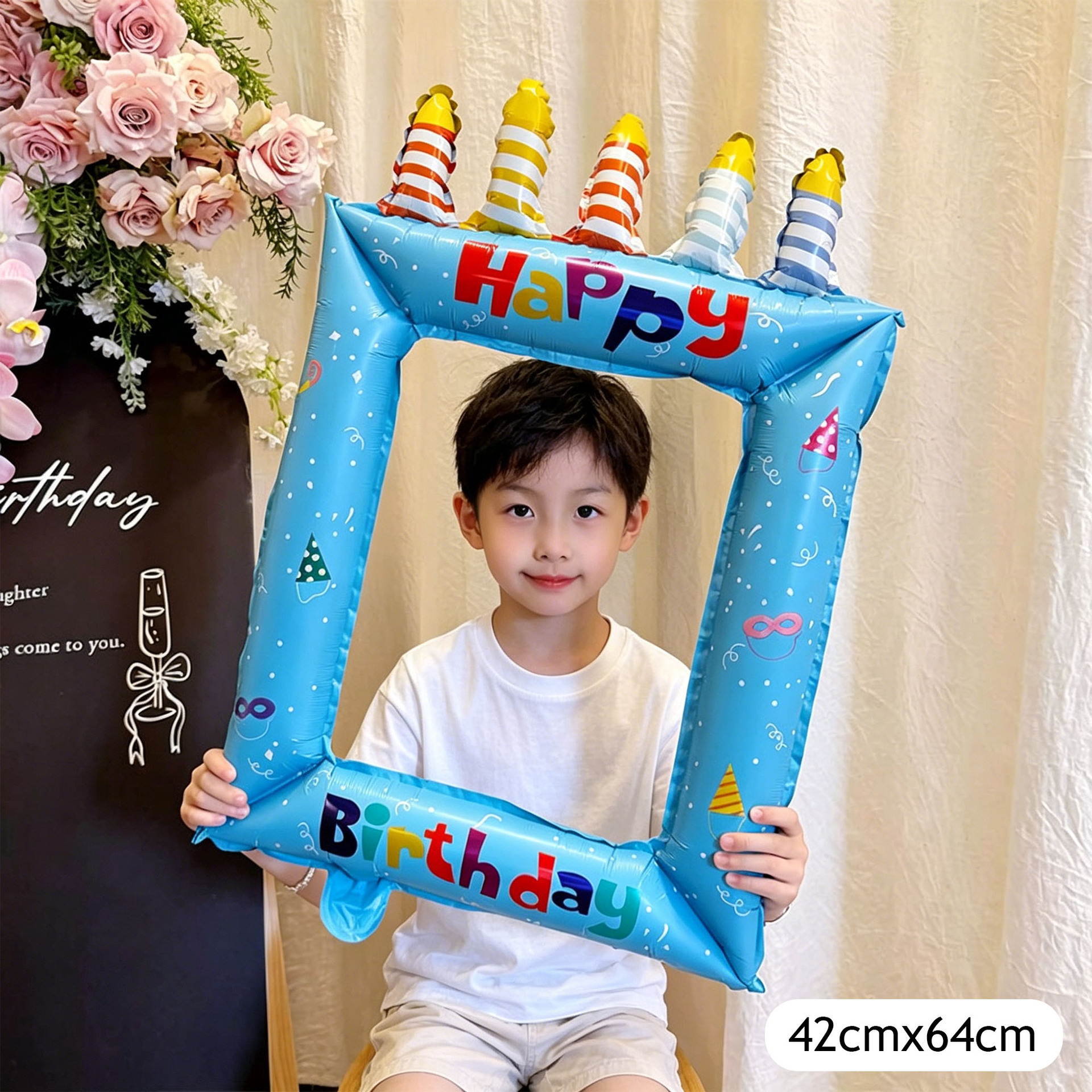 蓝色蜡烛生日相框