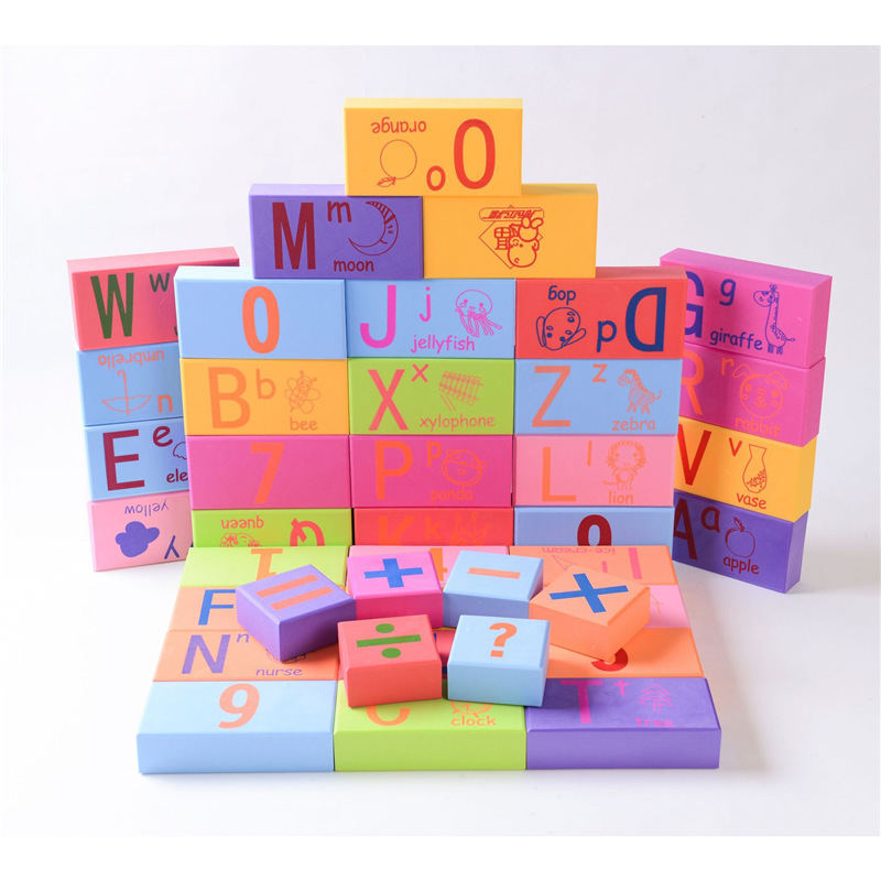 数字と文字の学習ブロック 43個（厚さ5cm）