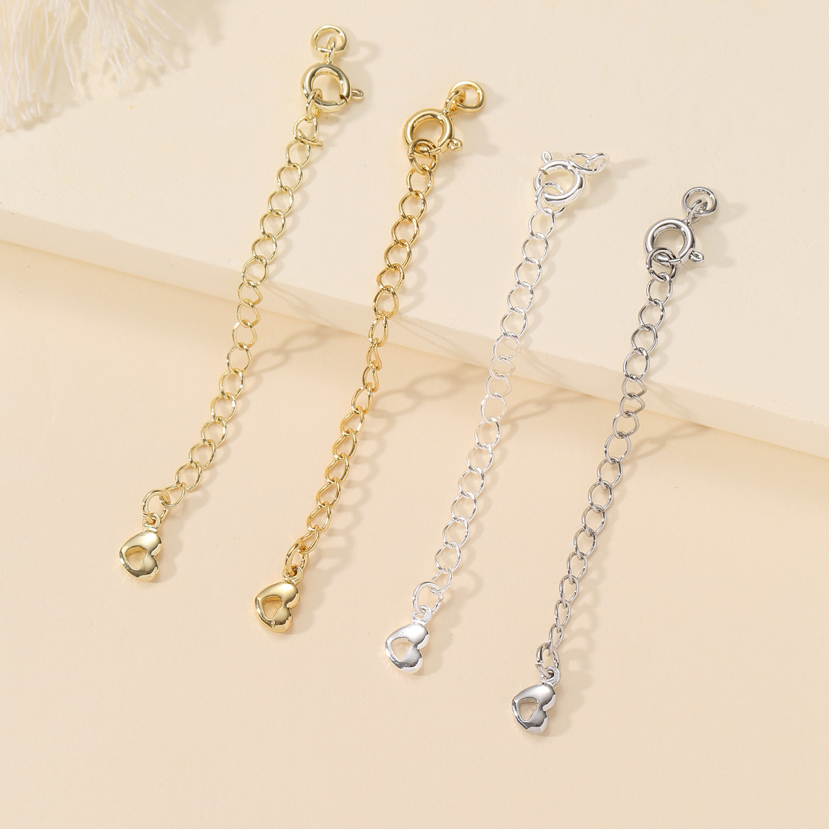スプリングバックル水平ハートテールチェーン