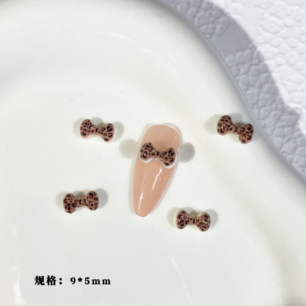 ヒョウ柄-中リボン-約9×5mm