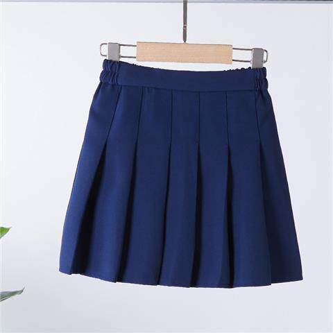 新しいスタイルのネイビーブルーのプリーツスカート