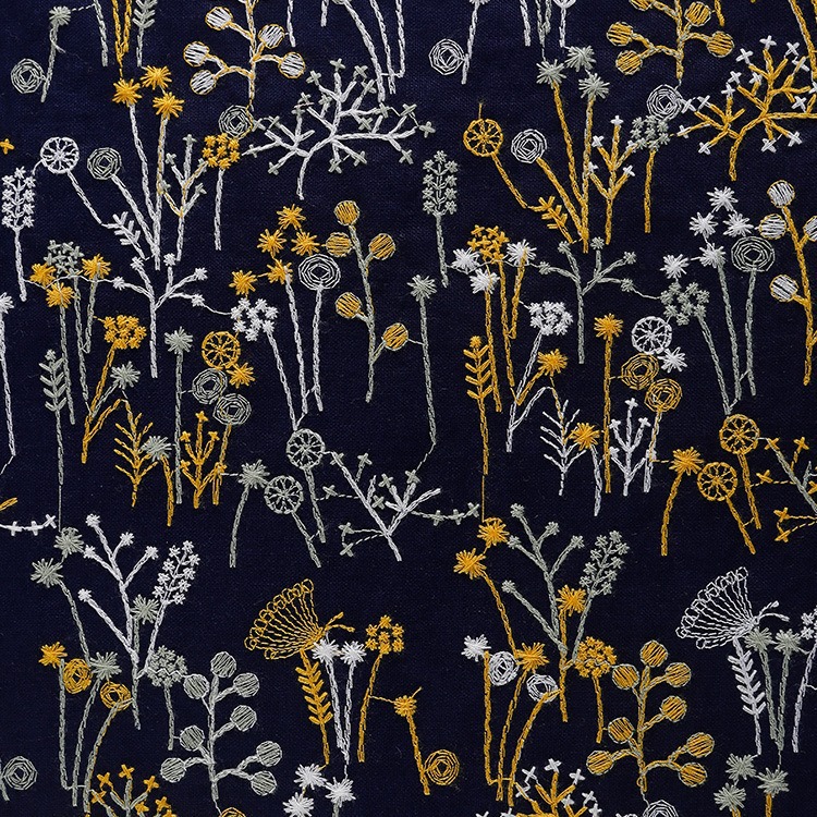 E20080 ネイビーブルー（幅122cm、綿90％、麻10％）