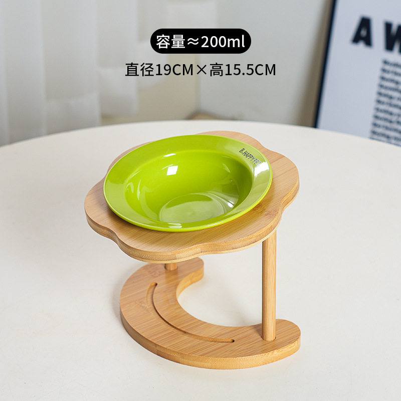 花の空飛ぶ皿の碗の竹の木の棚 + 緑色の空飛ぶ皿の碗