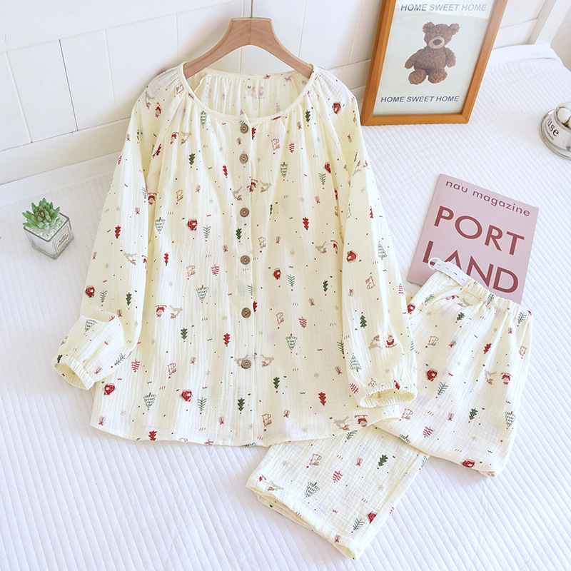 胸クッション/固定カップ純綿クレープラウンドネック監禁服セットクリスマスツリー