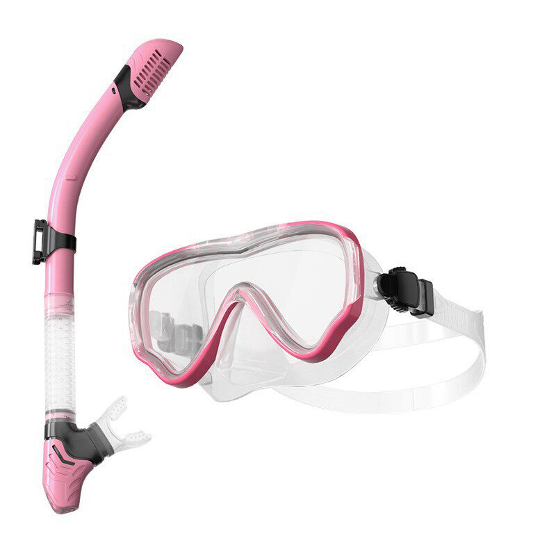 300 液体透明ローズレッドダイビングゴーグル + 透明ローズレッドシュノーケル