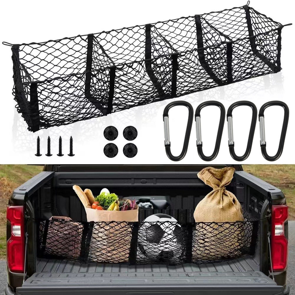 バスケットネット4個[黒カラビナ4個+梅ボタン4個+ネジ4個]