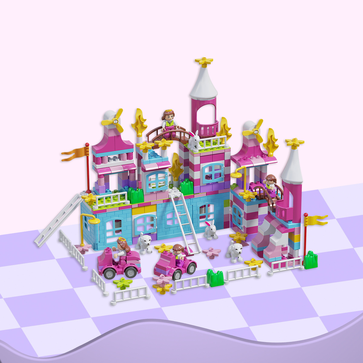 404 個の大きな粒子の女の子の城のビルディングブロック