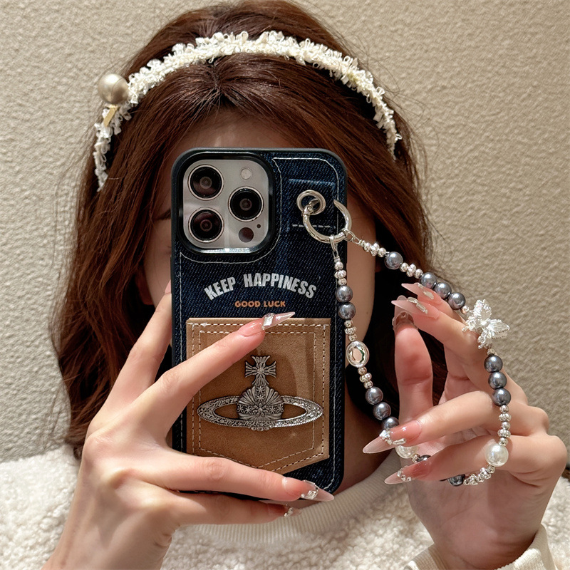 デニムカードホルダー+立体西安母+チェーン