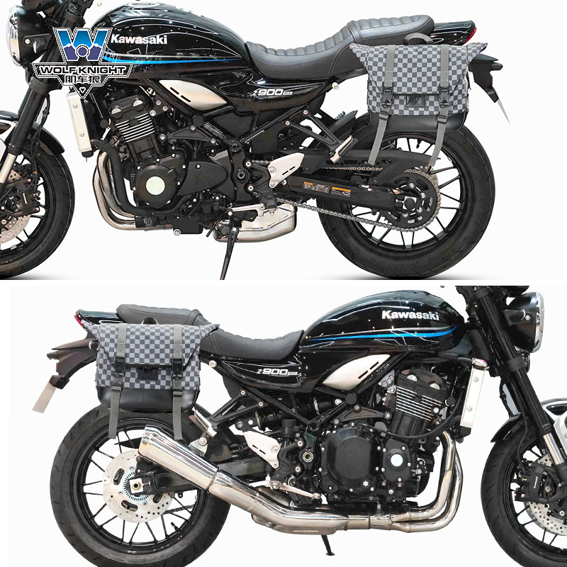 Z900rs-(左 + 右)(格子灰) ヘルメットバッグ