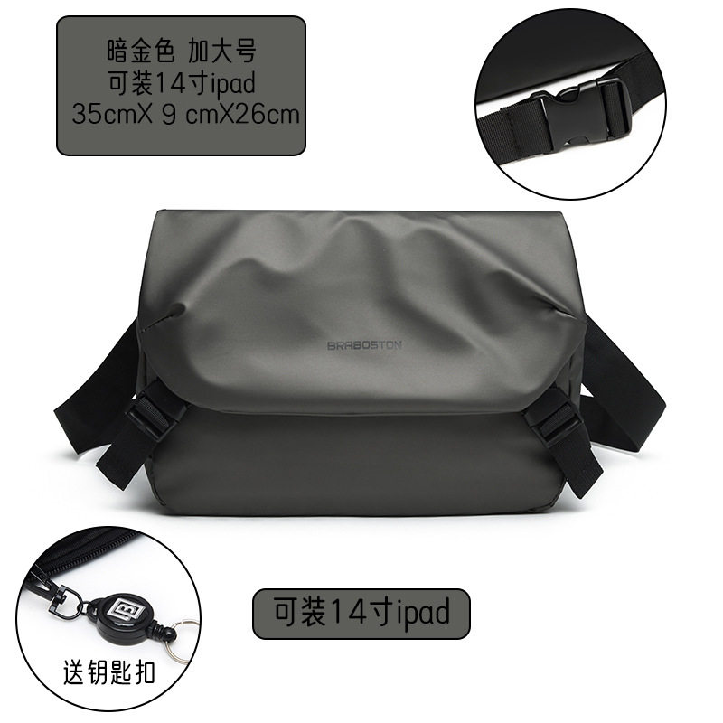 ダークグリーンの特大ショルダーストラップバックル (iPad 14inch 台収納可能)