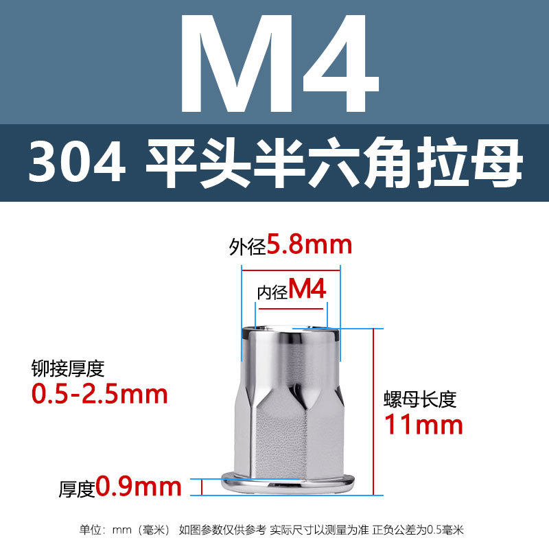 M4(平頭半六角メス)