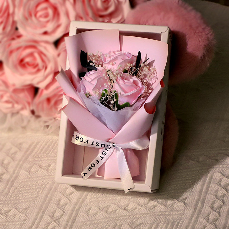 3075-3 淡いピンクのバラ3本