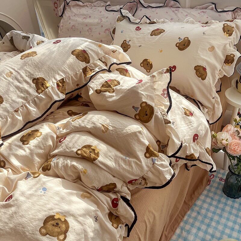Little Bear Duoduo 【肌に優しいウォッシュドコットン・ロマンティックレース・裸で寝ても快適】