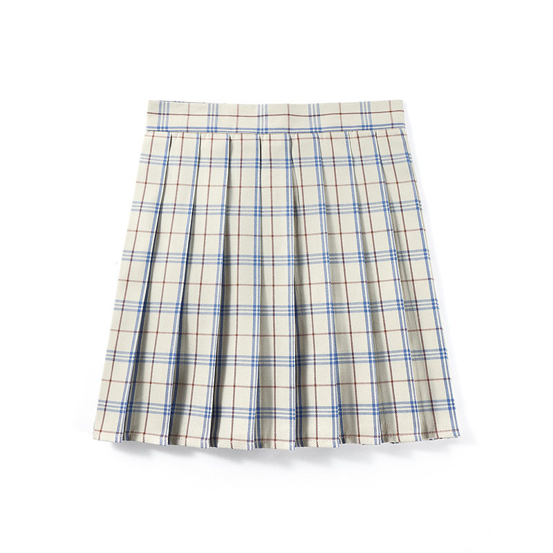 クリームホワイトのチェック柄スカート+蝶ネクタイ