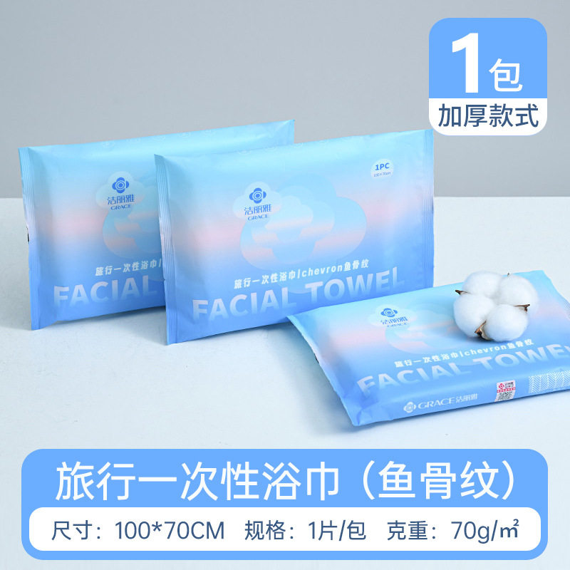 使い捨て魚骨柄バスタオル