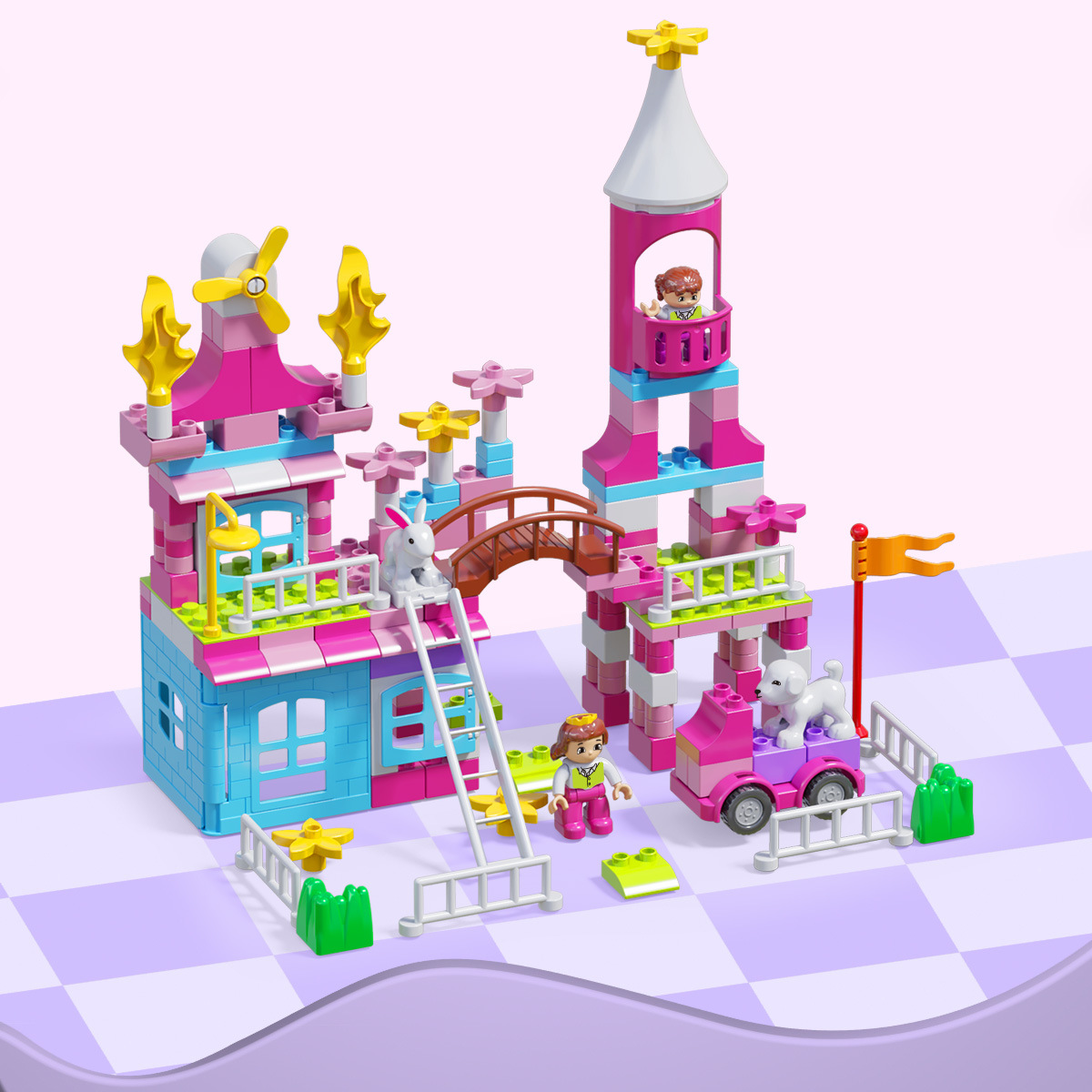 202 大きな粒子の女の子の城の積み木